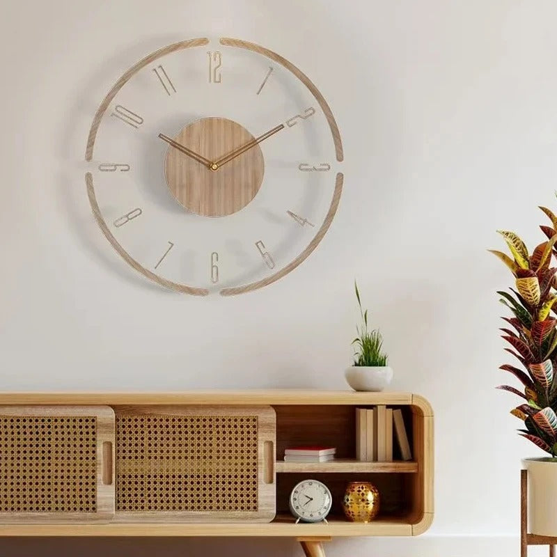 Zegar ścienny drewniany naturalny styl nordycki minimalistyczny