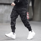 Męskie Spodnie Cargo Streetwear Regulowane Kieszenie