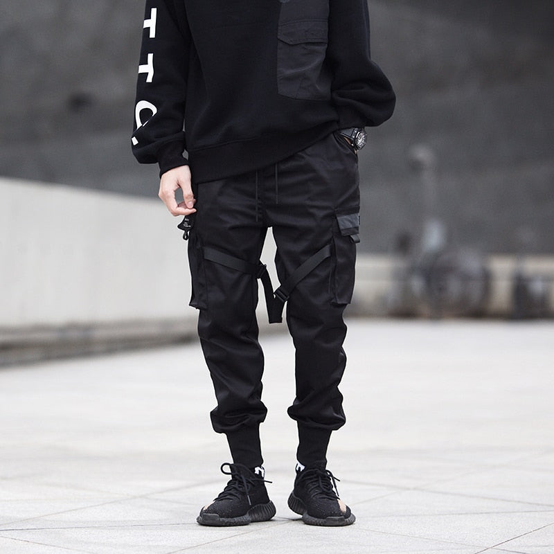 Męskie Spodnie Cargo Streetwear Regulowane Kieszenie