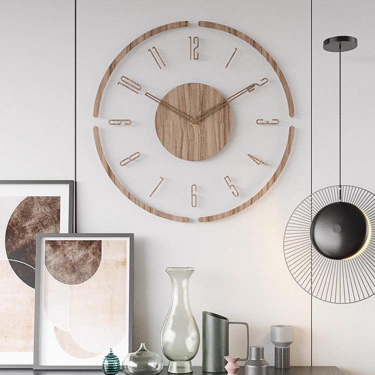 Minimalistyczny nowoczesny skandynawski drewniany zegar ścienny