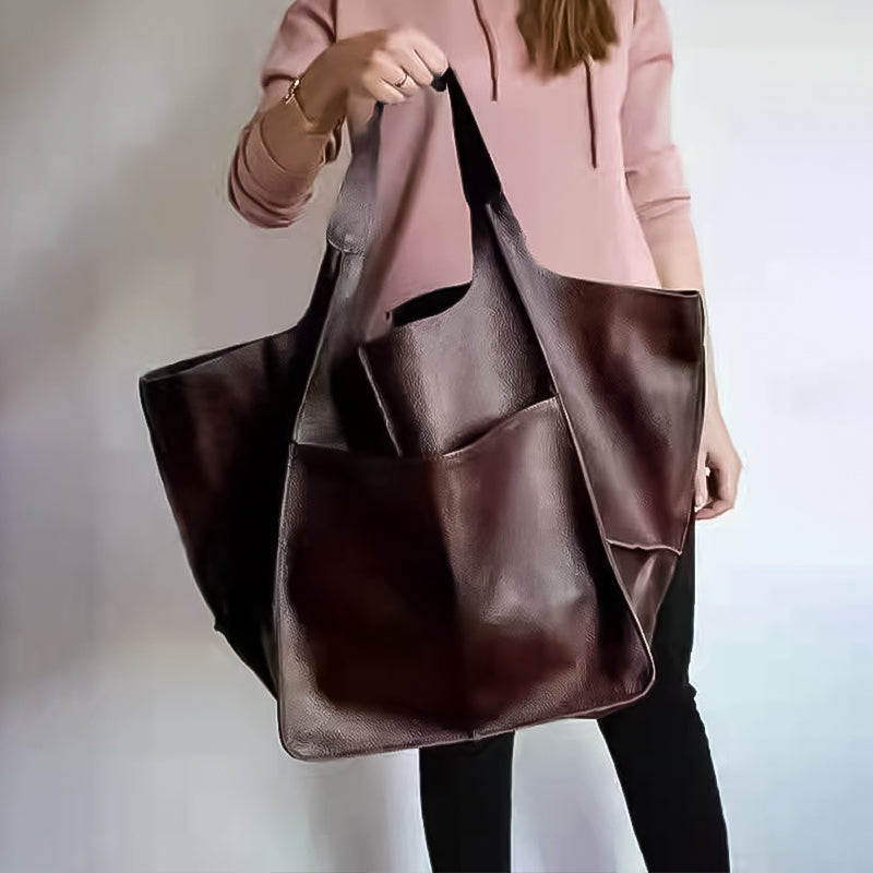 Modna torba skórzana damska – duża vintage shopper na co dzień