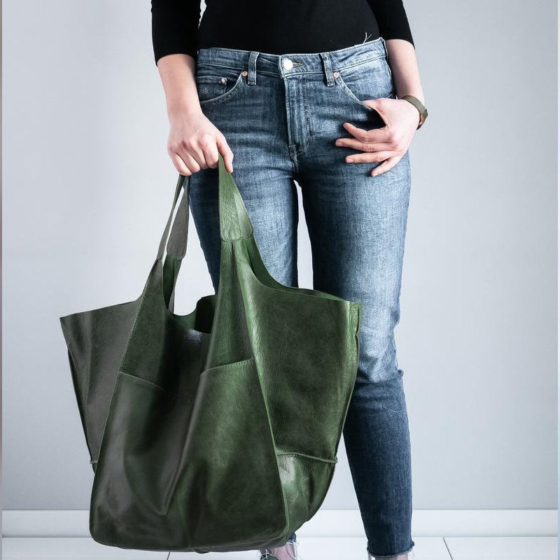 Modna torba skórzana damska – duża vintage shopper na co dzień