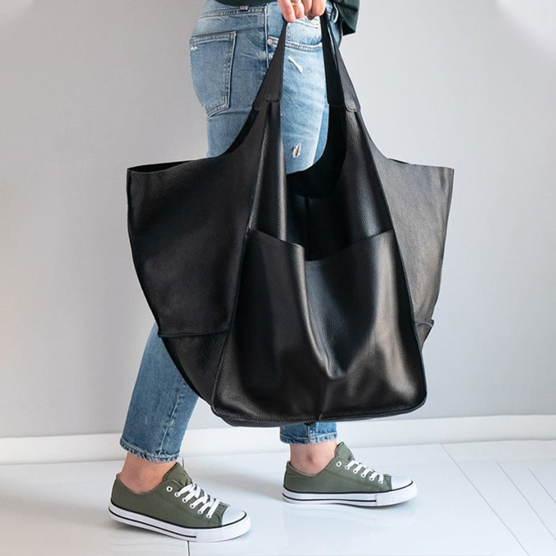 Modna torba skórzana damska – duża vintage shopper na co dzień