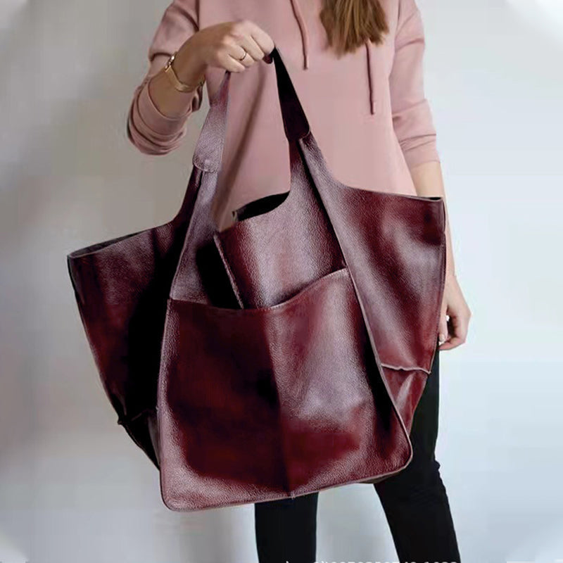 Modna torba skórzana damska – duża vintage shopper na co dzień