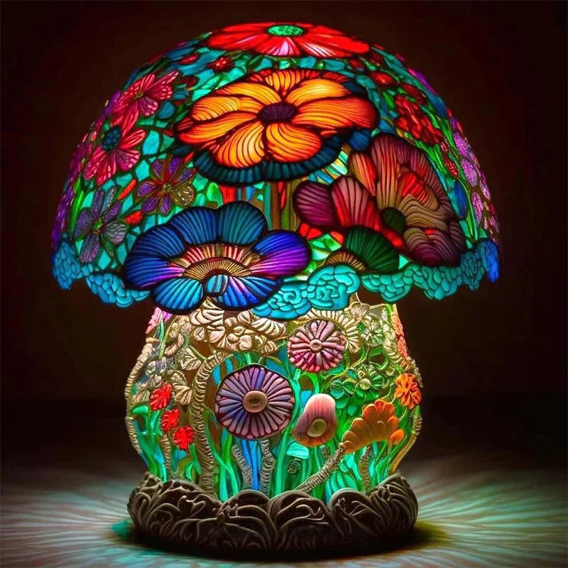 Fantasy Dekoracyjna Lampa Stołowa Ciepłe Światło w Stylu Witrażowym