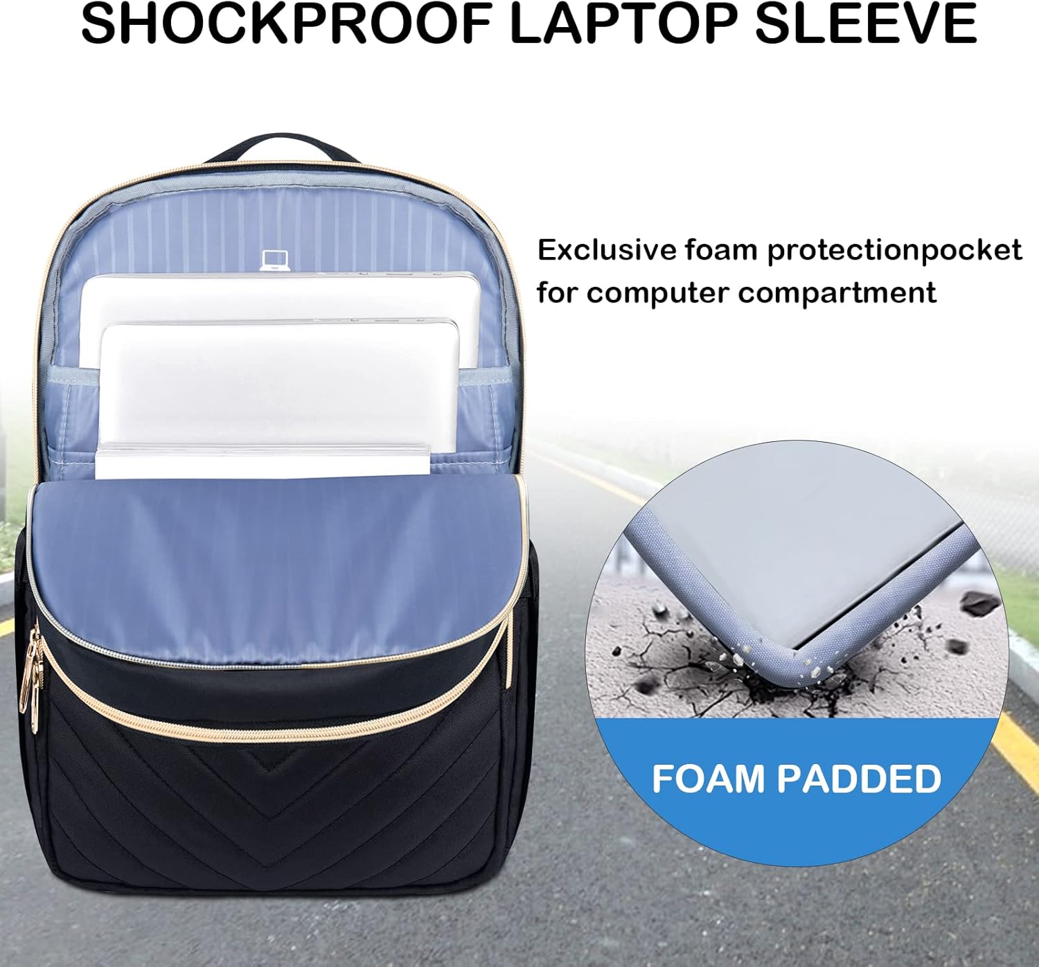 Nowoczesny wodoodporny plecak na laptopa z ładowaniem USB, 15,6 cala