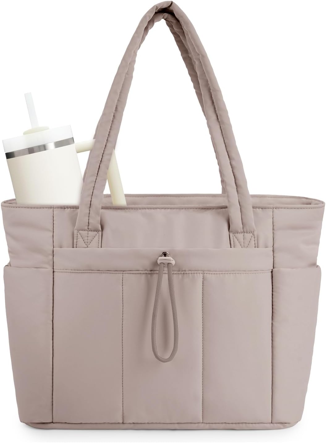 Elegancka tote torba na co dzień z przegrodą na kubek i bezpieczną przegrodą na laptopa