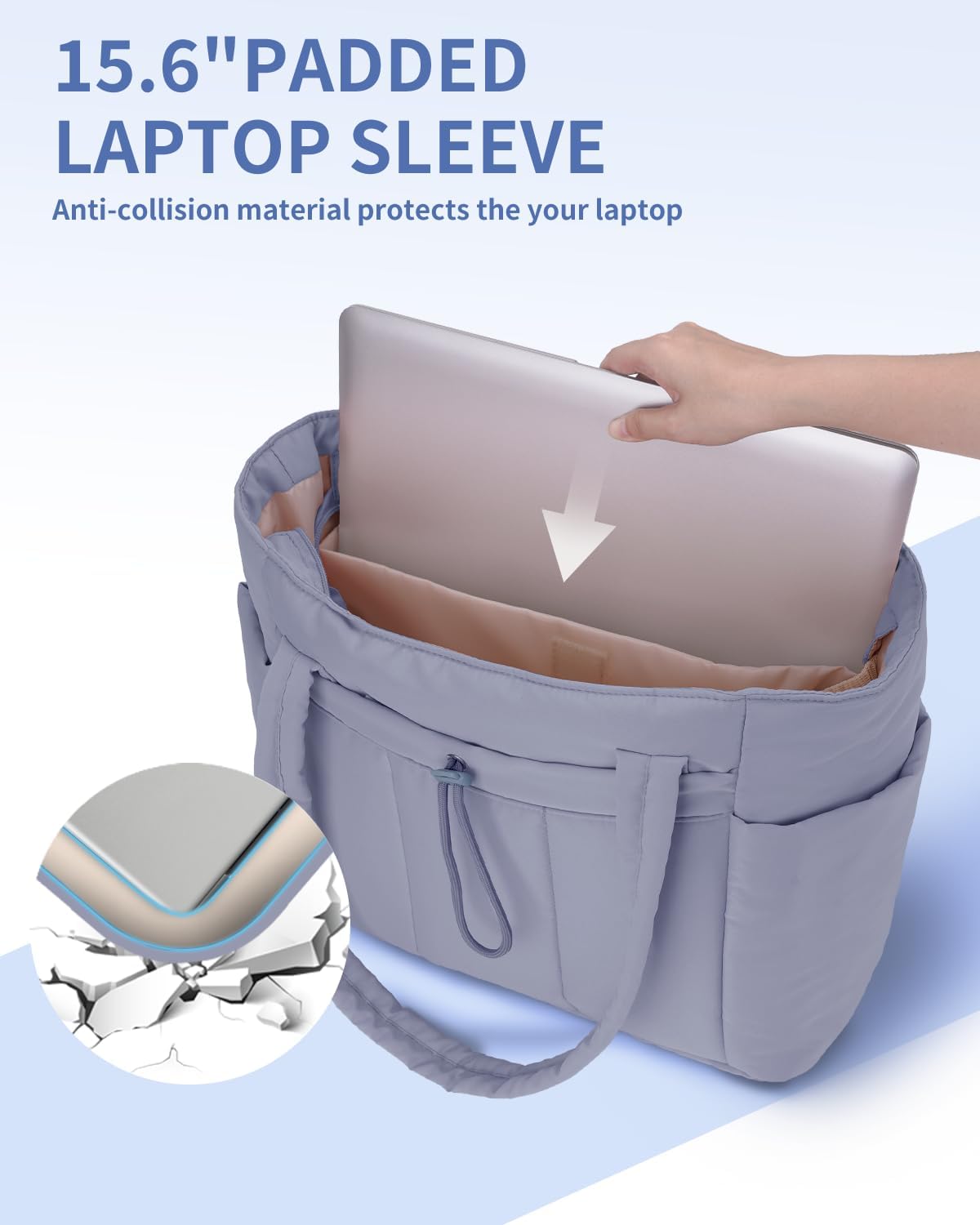 Elegancka tote torba na co dzień z przegrodą na kubek i bezpieczną przegrodą na laptopa