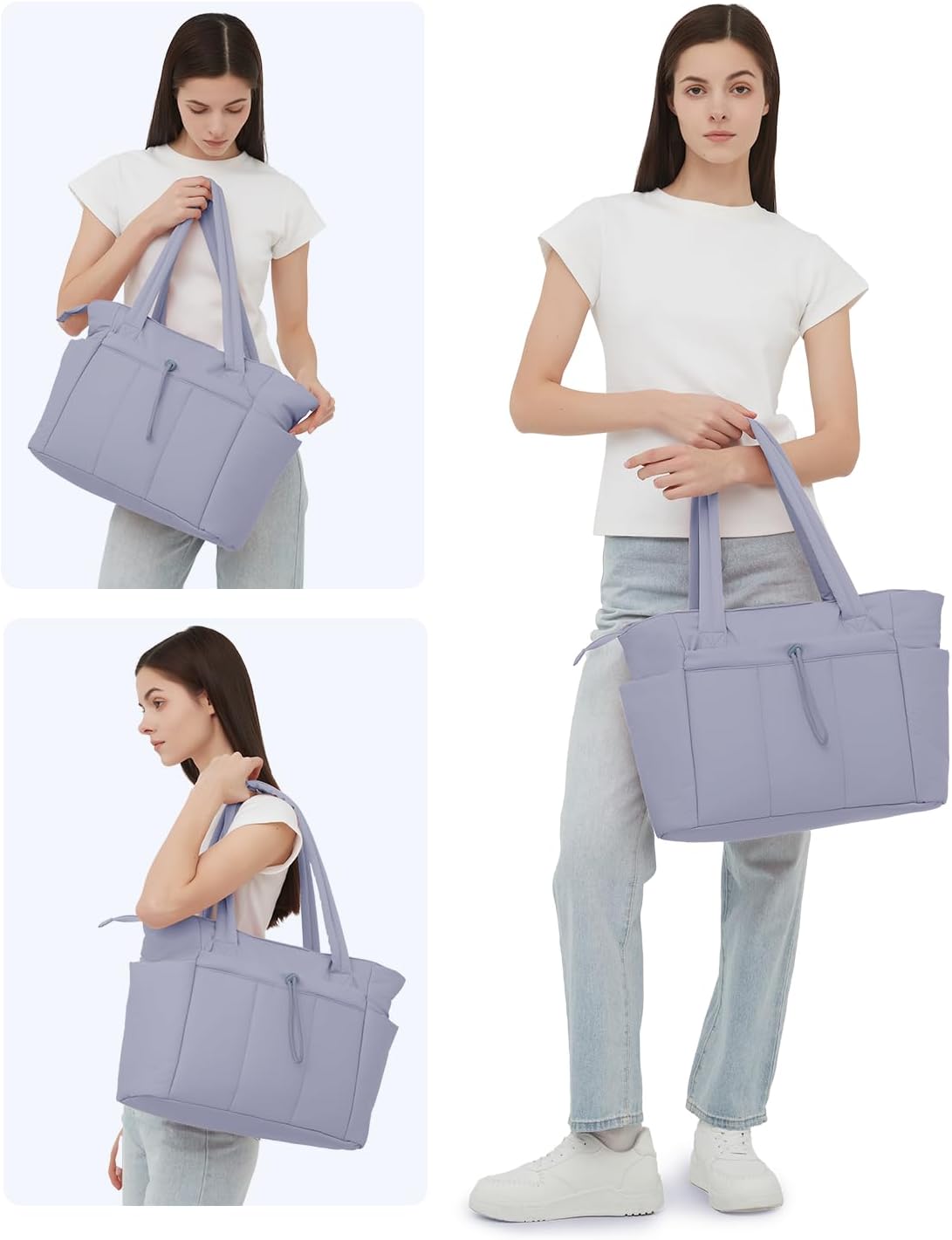 Elegancka tote torba na co dzień z przegrodą na kubek i bezpieczną przegrodą na laptopa
