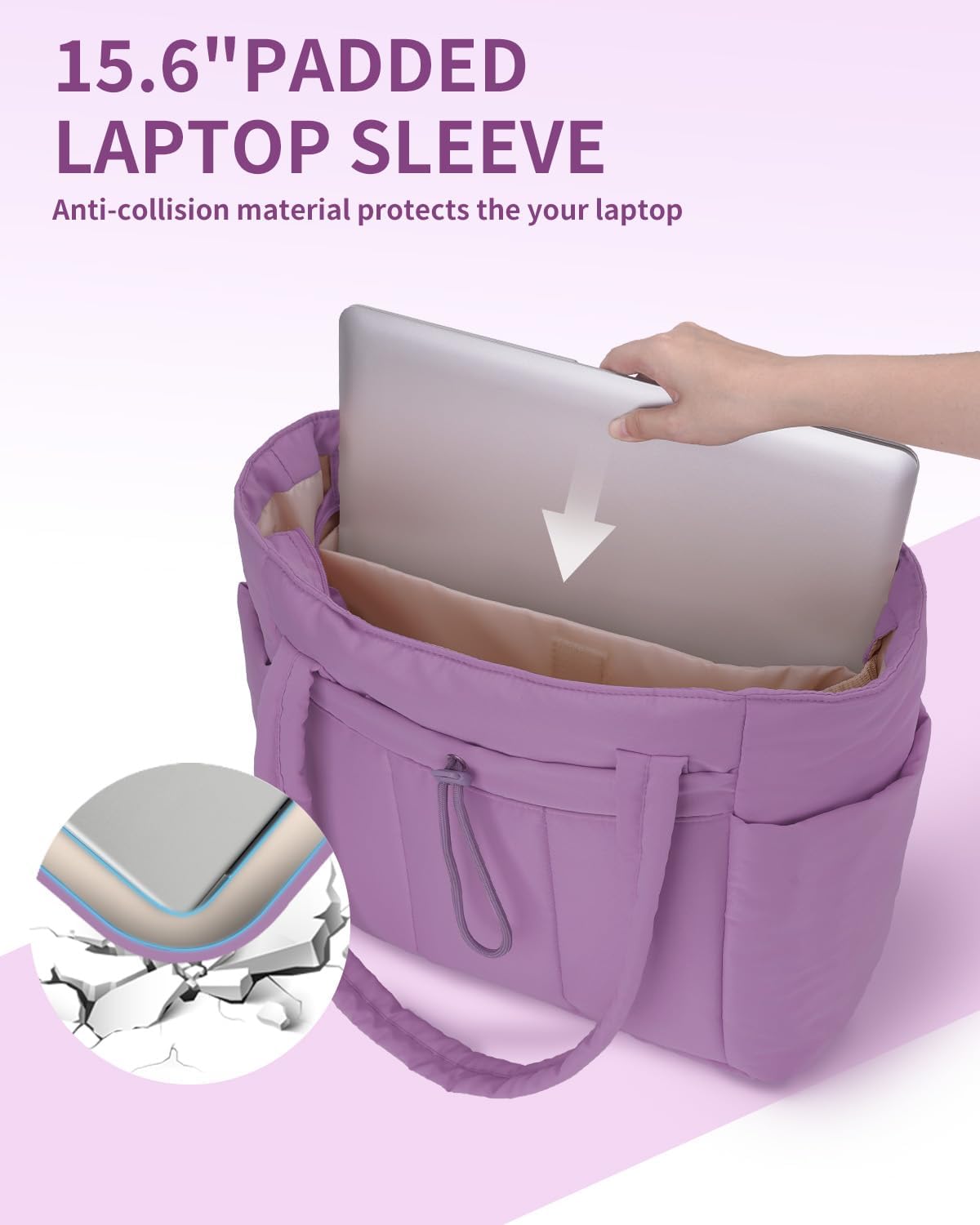 Elegancka tote torba na co dzień z przegrodą na kubek i bezpieczną przegrodą na laptopa