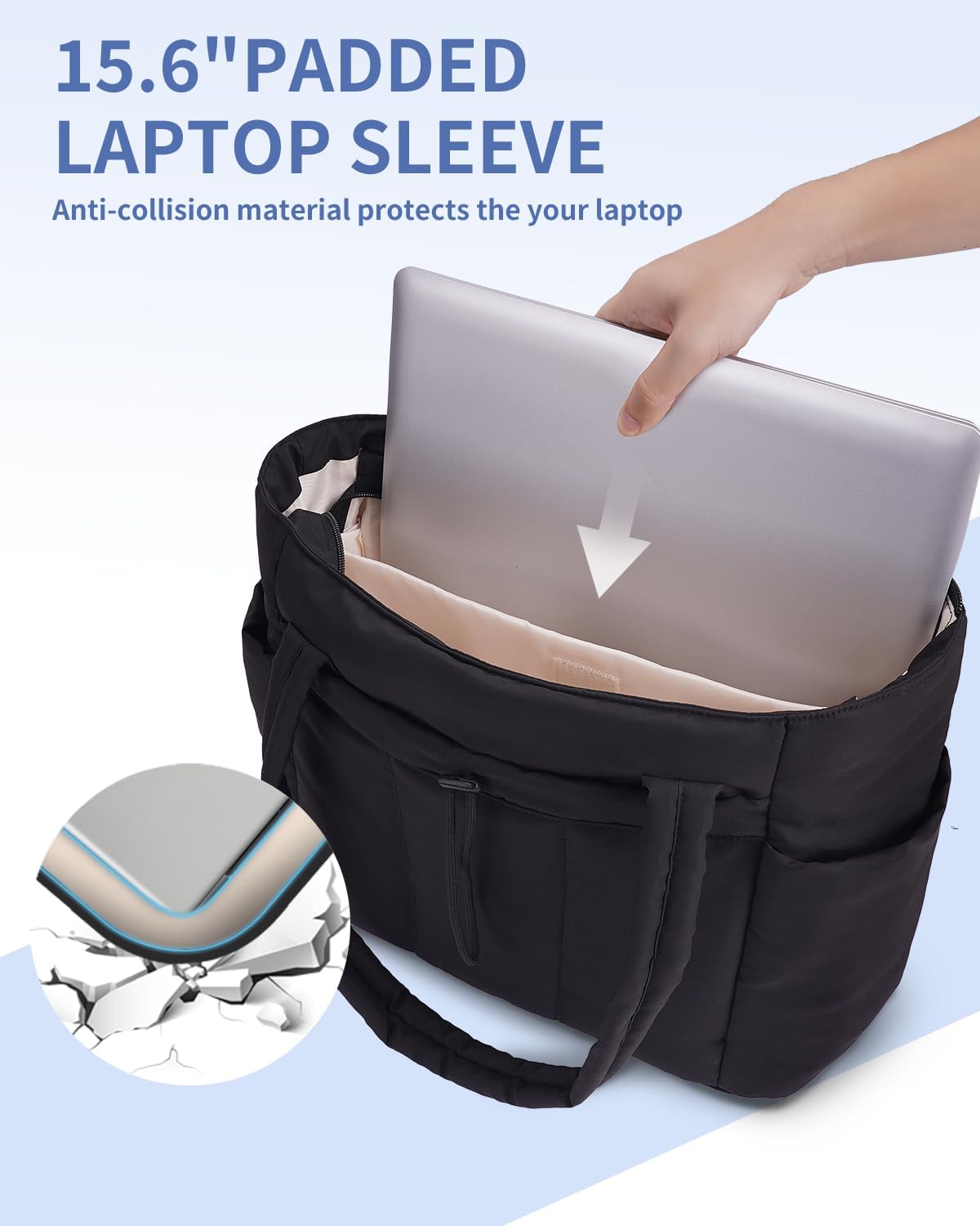 Elegancka tote torba na co dzień z przegrodą na kubek i bezpieczną przegrodą na laptopa