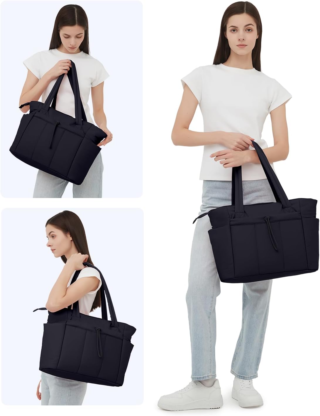 Elegancka tote torba na co dzień z przegrodą na kubek i bezpieczną przegrodą na laptopa