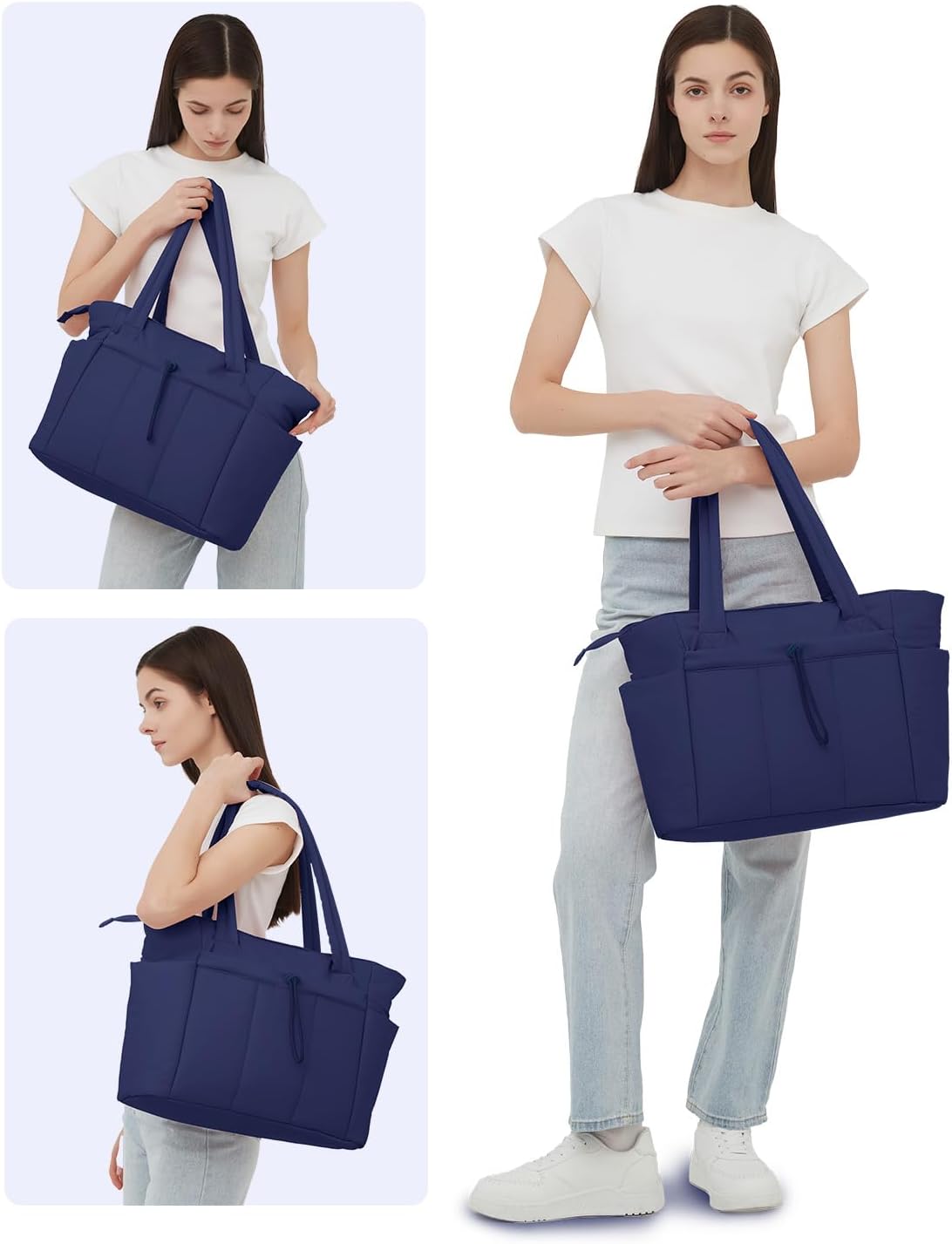 Elegancka tote torba na co dzień z przegrodą na kubek i bezpieczną przegrodą na laptopa