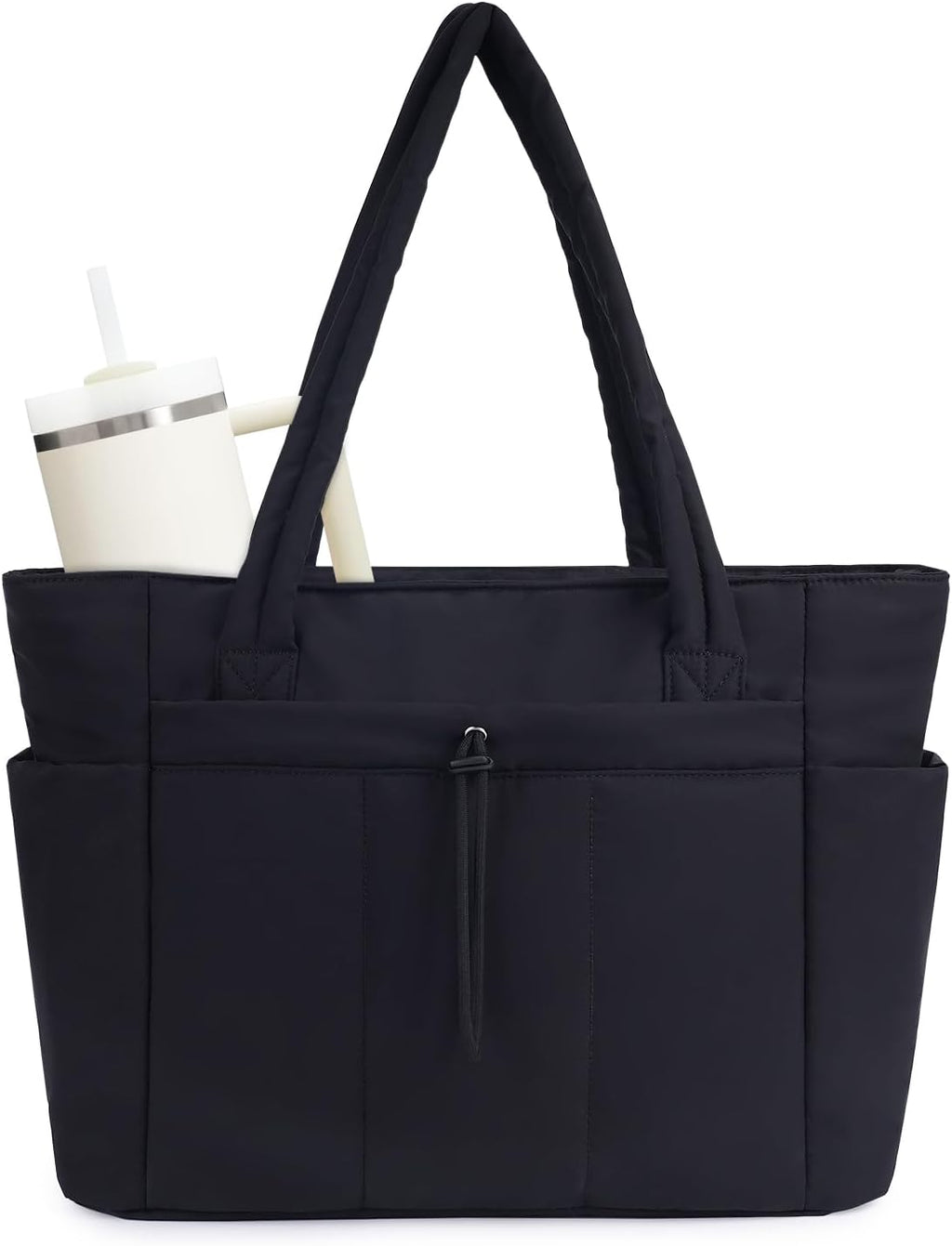 Elegancka tote torba na co dzień z przegrodą na kubek i bezpieczną przegrodą na laptopa