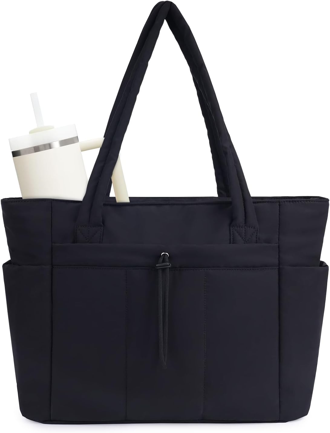 Elegancka tote torba na co dzień z przegrodą na kubek i bezpieczną przegrodą na laptopa