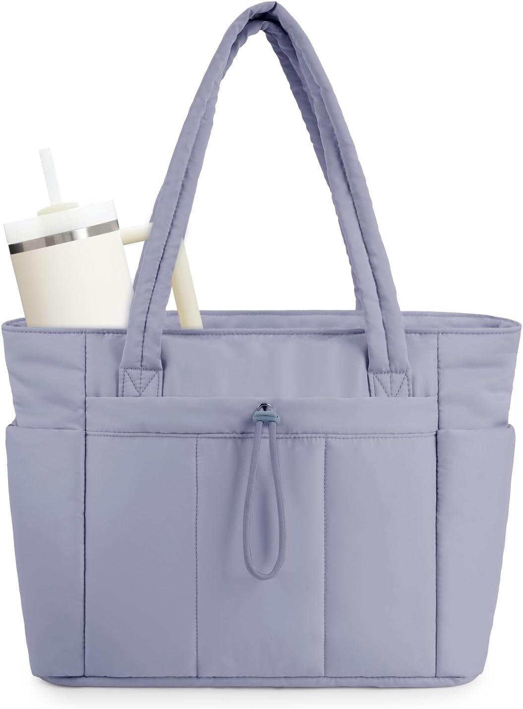 Elegancka tote torba na co dzień z przegrodą na kubek i bezpieczną przegrodą na laptopa