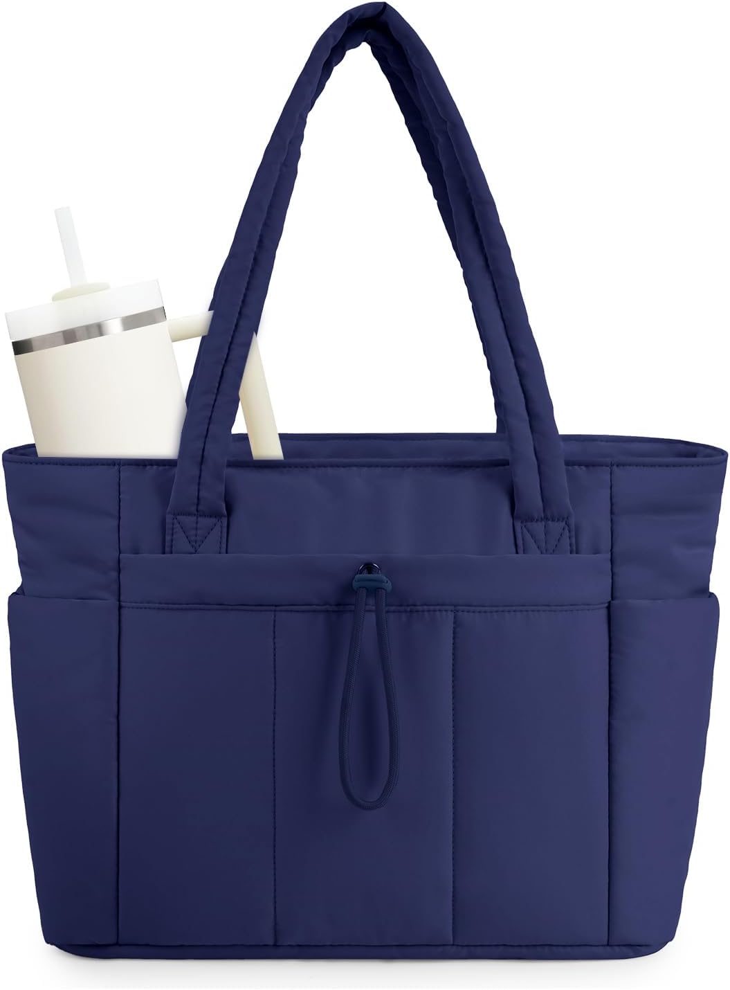 Elegancka tote torba na co dzień z przegrodą na kubek i bezpieczną przegrodą na laptopa