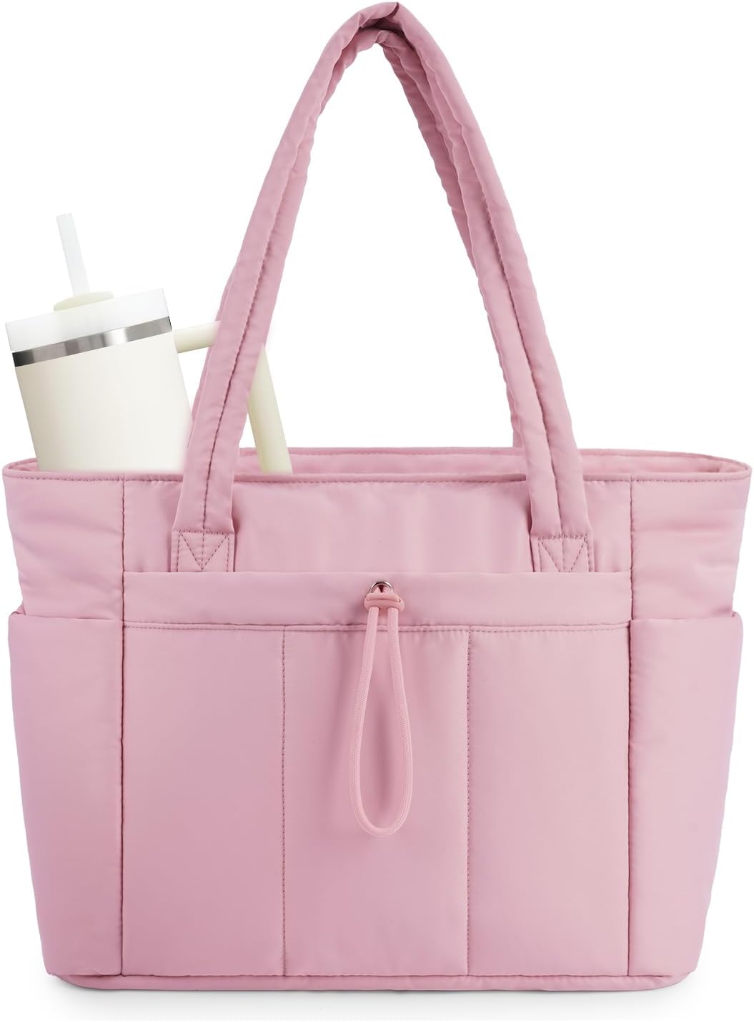 Elegancka tote torba na co dzień z przegrodą na kubek i bezpieczną przegrodą na laptopa