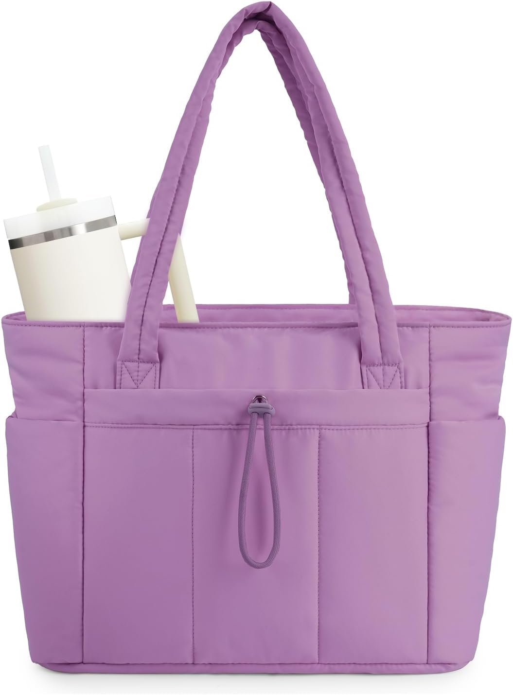Elegancka tote torba na co dzień z przegrodą na kubek i bezpieczną przegrodą na laptopa